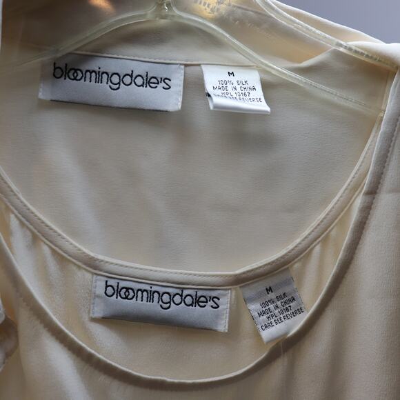 Bloomingdale’s 100% Silk 3-Piece Cream Blouse Tank Pants Set Size M/10 - Picture 5 of 6